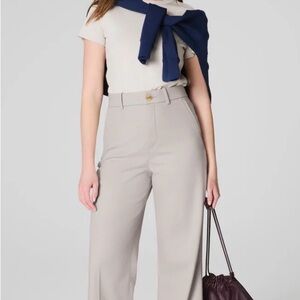 SPANX Stretch Twill Wide-Leg High-Rise Pants in Bone